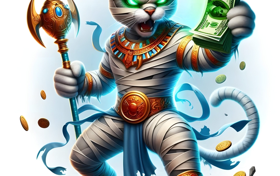 mummy-cat-slot-game-character-with-white-simple-plain-background